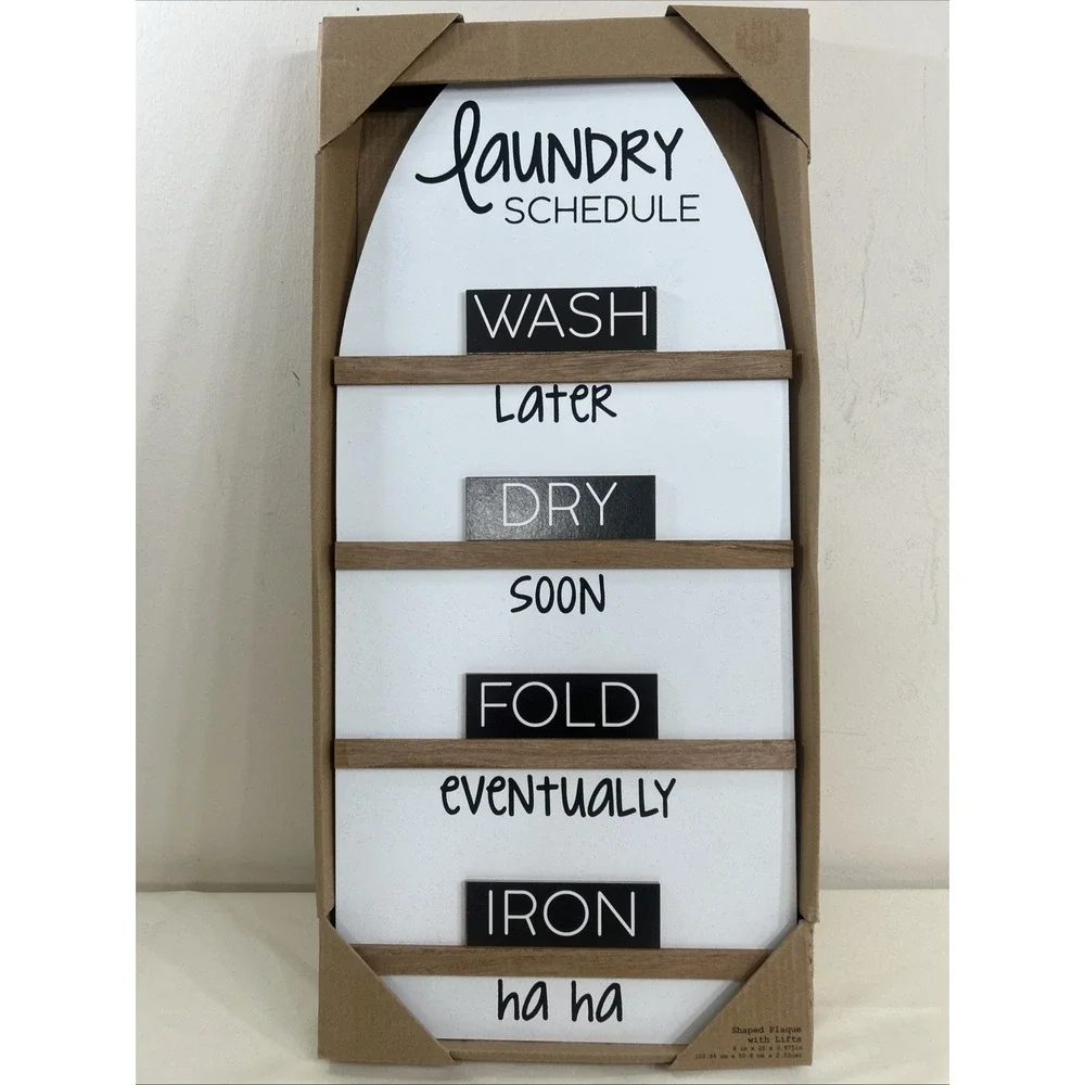 Laundry Schedule Shaped Plaque Sign With Lifts 9